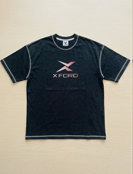XFORD Front & Back Printed T-Shirt – Premium Washed Black | Streetwear Edition